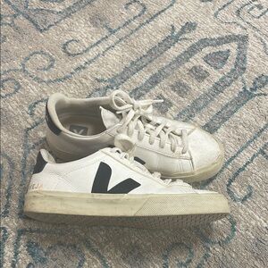 Veja White Sneakers with Black Accents